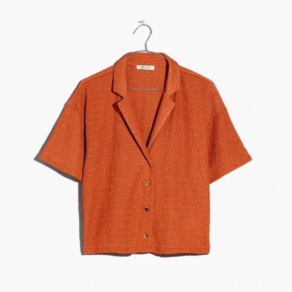 Orange Short Sleeve Button-Up Shirt